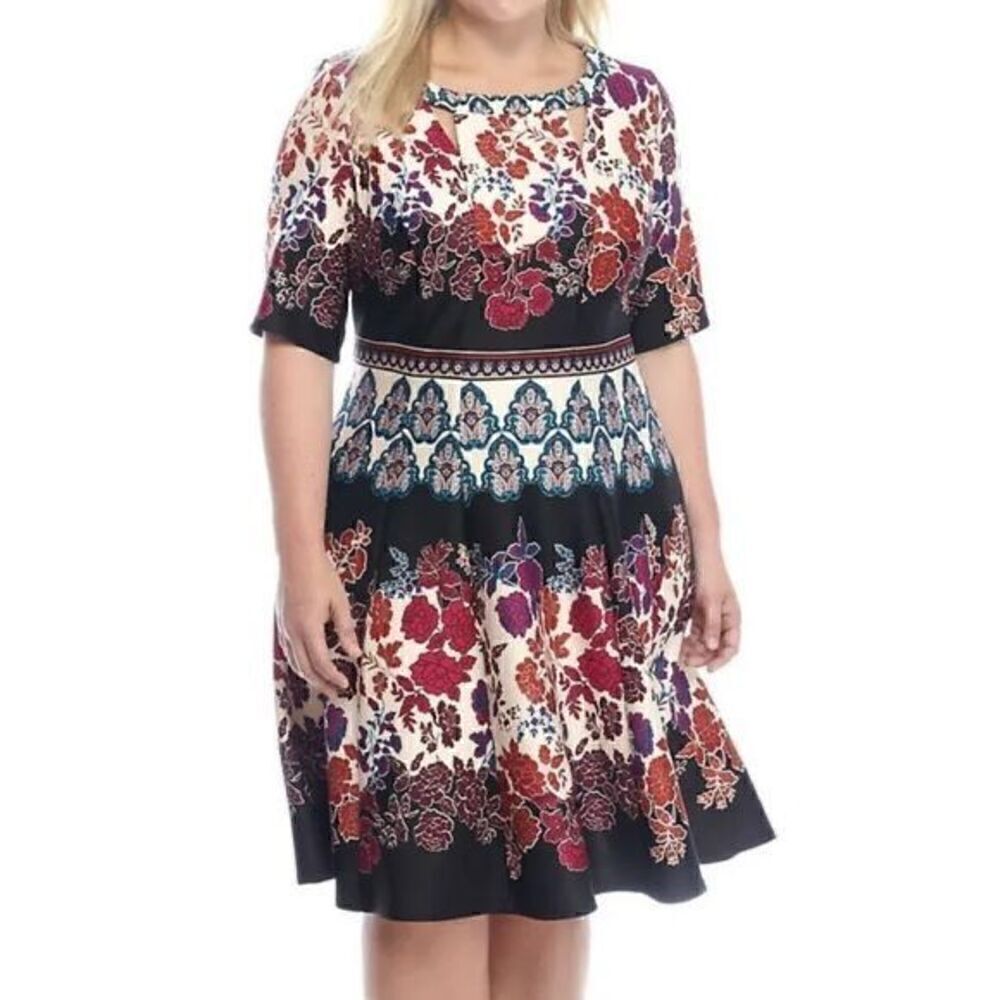 Julian Taylor New York Women’s Size 16 Dress Cutout Neckline Multicolor Printed